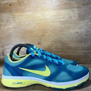 Nike Dual Fusion TR Womens Size 8 Running Shoes Sneakers Blue Teal/Yellow